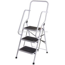 3 Step Stool with Tool Tray Step Ladder with Soft Handgrip Anti-slip Widen Pedals Safe Metal Lock Design Sturdy Steel Ladder